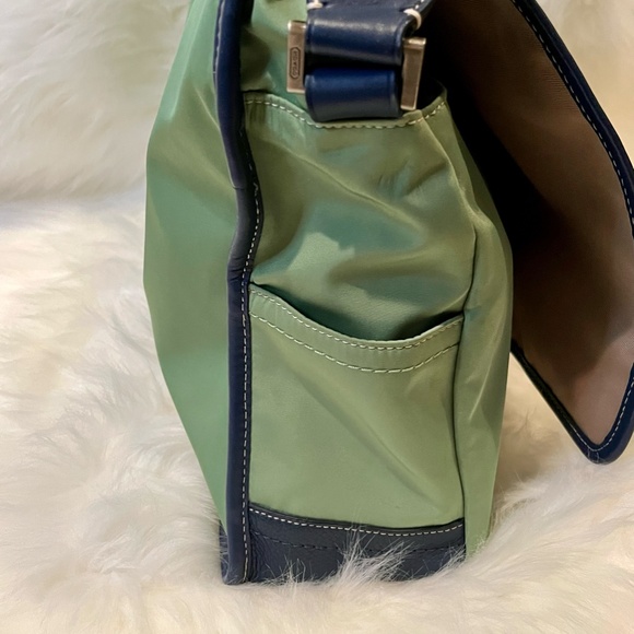 Coach Green Navy Blue Nylon Transatlantic Messenger Crossbody Bag Unisex - Picture 3 of 15
